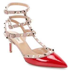VALENTINO RED ROCKSTUD CAGED PUMP